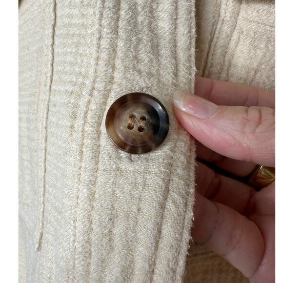 Madewell Oatmeal Long Sleeve Button Front Pocketed Waffle Pattern Shirt Jacket - Picture 4 of 12